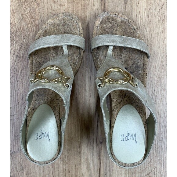 Impo Gwyneth Memory Foam Gold Cork Wedge Slip On Sandals Size 9 M Silver 4405676 - Picture 10 of 14